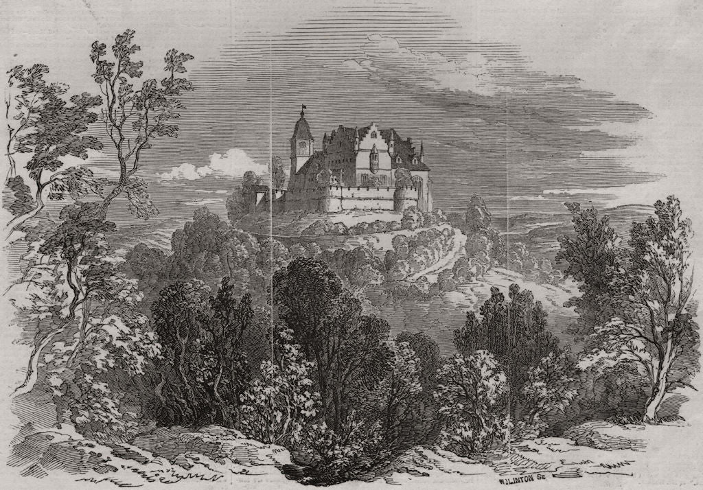 Schloss Kalenberg - from Prince Albert's drawing. Bavaria 1845 old print
